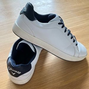 Callaway Men's Golf Leather Shoes Size 10 White Navy Blue